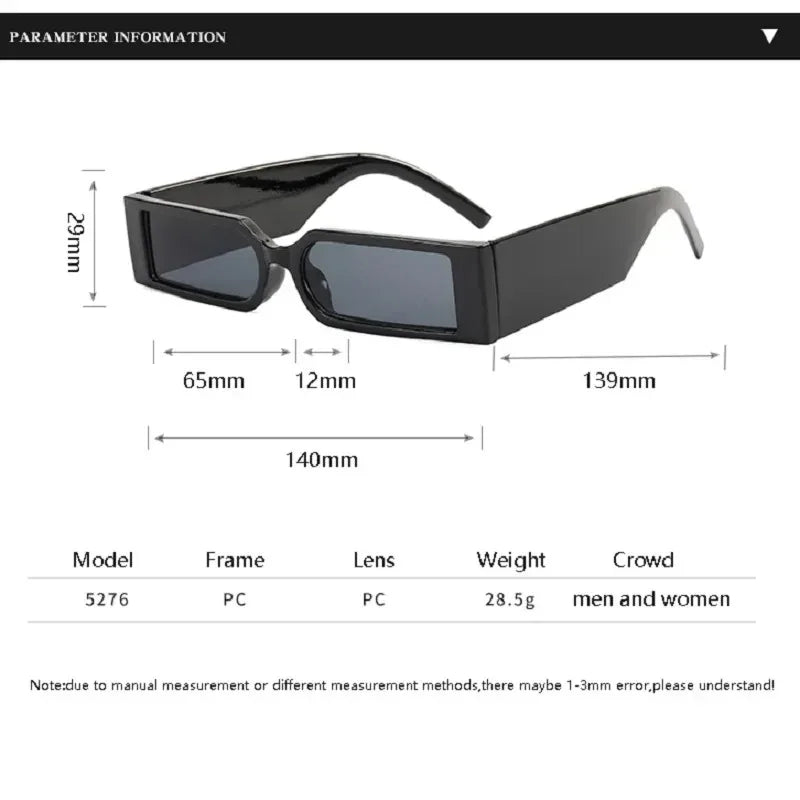 Men Rectangle Fashion Sunglasses Man Hip Hop Vintage Designer Sun Glasses Small Frame Personality Shades UV400 Eyewear