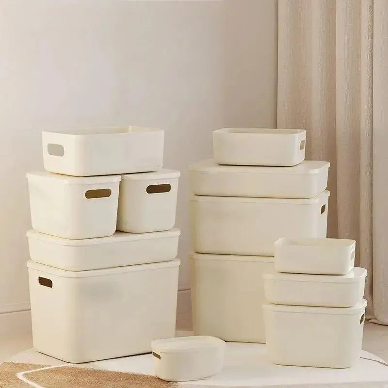 Ins Style Storage Box with Lid Dustproof Cosmetics Clothing Grocery Storage Bedroom Dormitory Storage Box Toy Storage