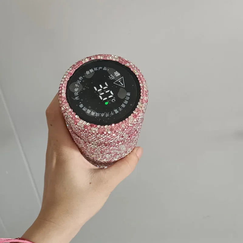 500ml Sparkling Diamond Intelligent temperature display Insulated Cup Stainless Steel Water Bottle Portable Travel Vacuum Flasks