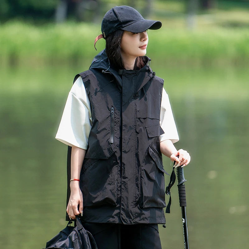 Outdoor Workwear Vest Summer Thin Breathable Men's And Women's Multi-ket Mountain Climbing Outerwear Functional Wind oulder