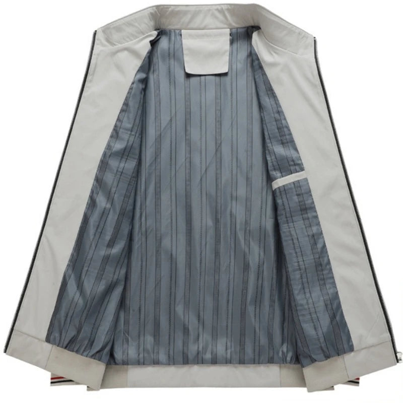 Mens Jacket Casual Fashionable, High Quality Stand Collar Light Outerwear Windproof Comfortable Slim Fit Coat for Walking Sports