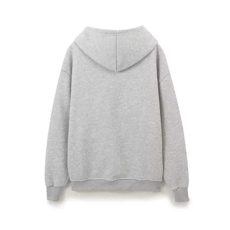 Women's Set Two Pieces Elegant Casual Women's Set Autumn Outfits Sweat Suit Sets Basics Grey Letter Hoodies Sets