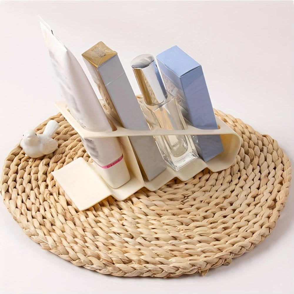 4-Compartment Remote Control Organizer — Ergonomic Black Plastic Desk Storage Box for Home & Office