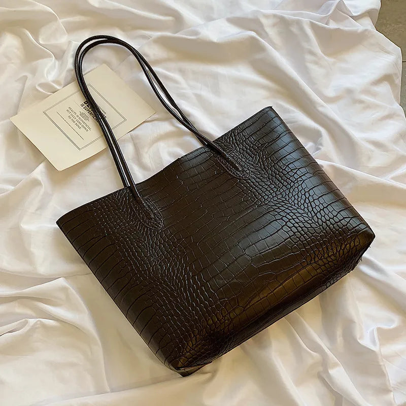 Woman Tote Bags Large Capacity Shopper Designer Handbags For Women Fashion Stone PU Leather Casual Luxury Shoulder Women's Bags