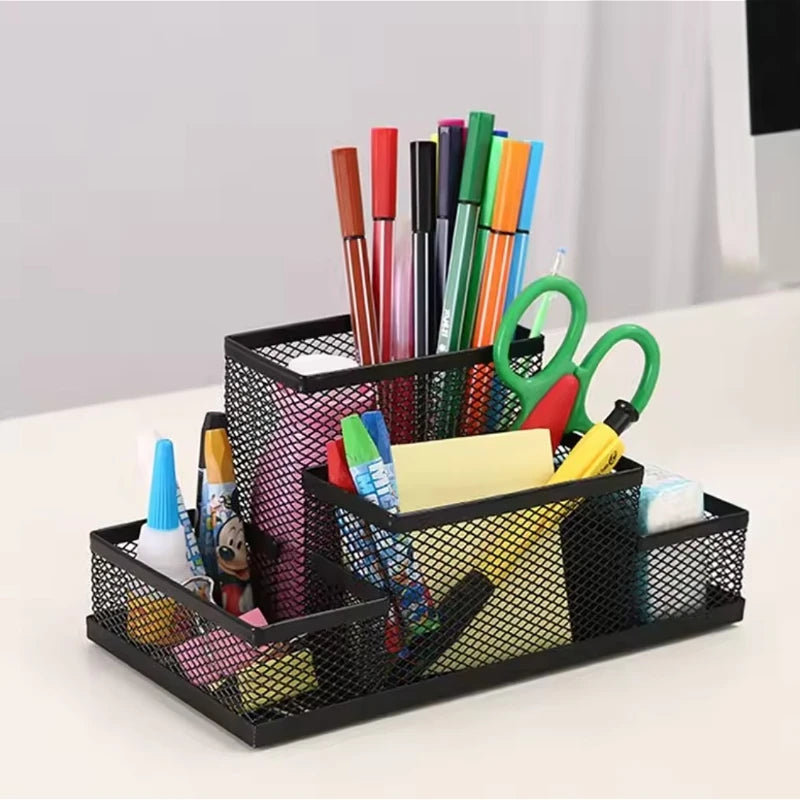Desk Storage Tame Office Supplies Clutter Fast Black Mesh Desk Organizer Kawaii Pen Holder Stationery Organizer Office Supplies