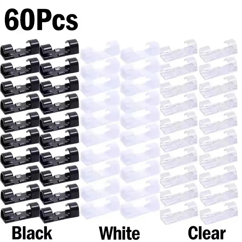 Cable Clips Organizer Drop Wire Holder Cord Management Self-Adhesive Cable Manager Fixed Clamp Wire Winder For Home Office Car