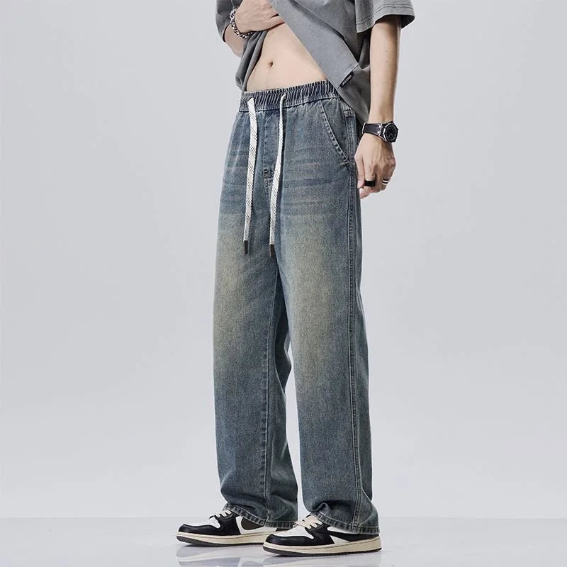 Men's Jeans American Loose Wide-leg Loose Straight Casual Trousers Street Hip-hop Baggy Jeans Blue Streetwear Men