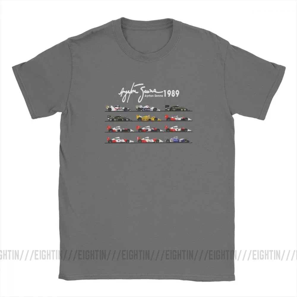 Man's All The Cars Aryton Senna Racing Car T-Shirt Crew Neck Short Sleeve Tops Pure Cotton Tee Shirt Summer T Shirts