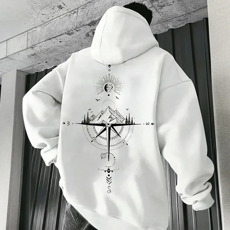 Men's Hoodies Long-sleeved Hooded Sweatshirts Compass Street Fashion Hoodie Harajuku Fashion Streetwear Classic Men Clothing
