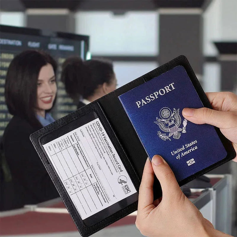 Passport Holder Cover Wallet Travel Essentials RFID Blocking Leather Card Case International Travel Must Haves Travel Accessorie