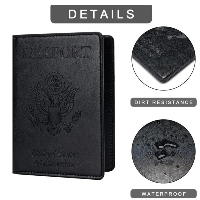 Passport Holder Cover Wallet Travel Essentials RFID Blocking Leather Card Case International Travel Must Haves Travel Accessorie