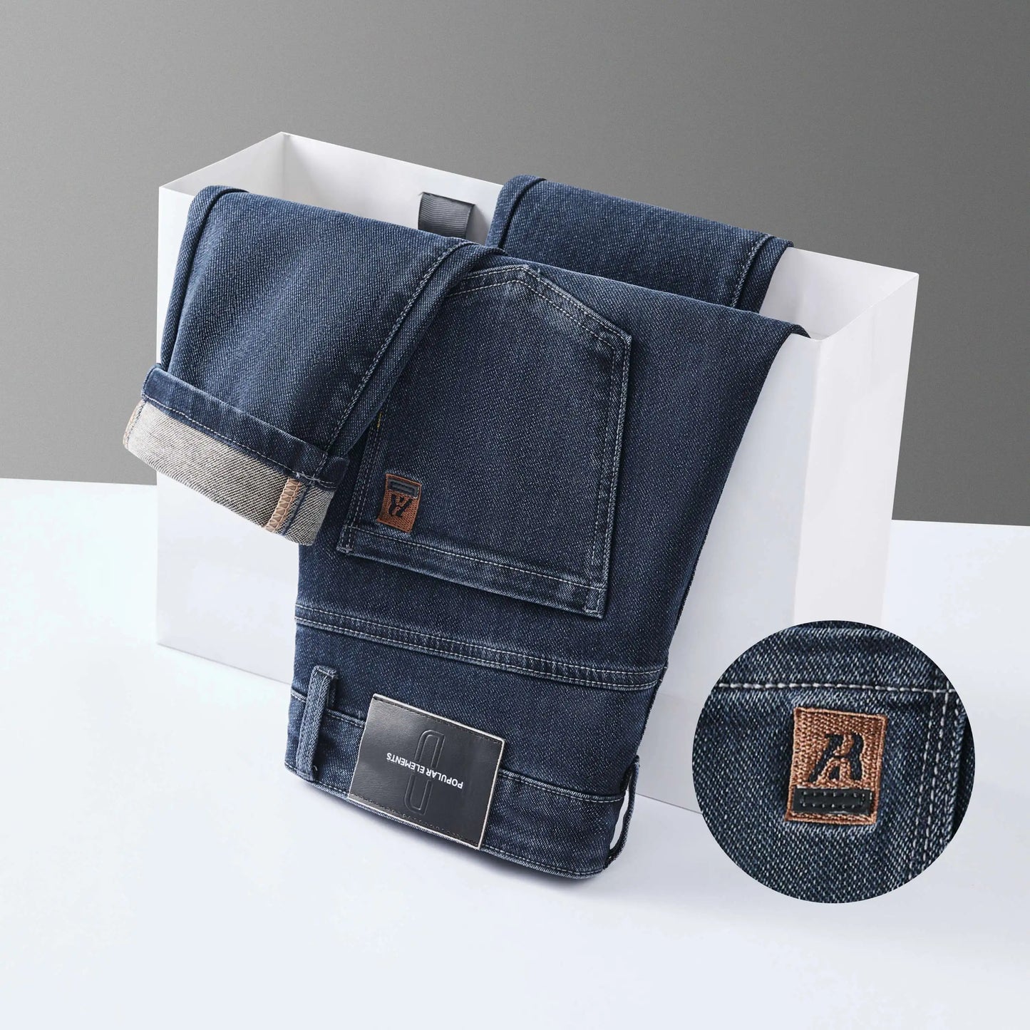 2025 new men's loose (slightly stretchy) jeans, casual and versatile, high and slim straight leg pants that can be worn all year