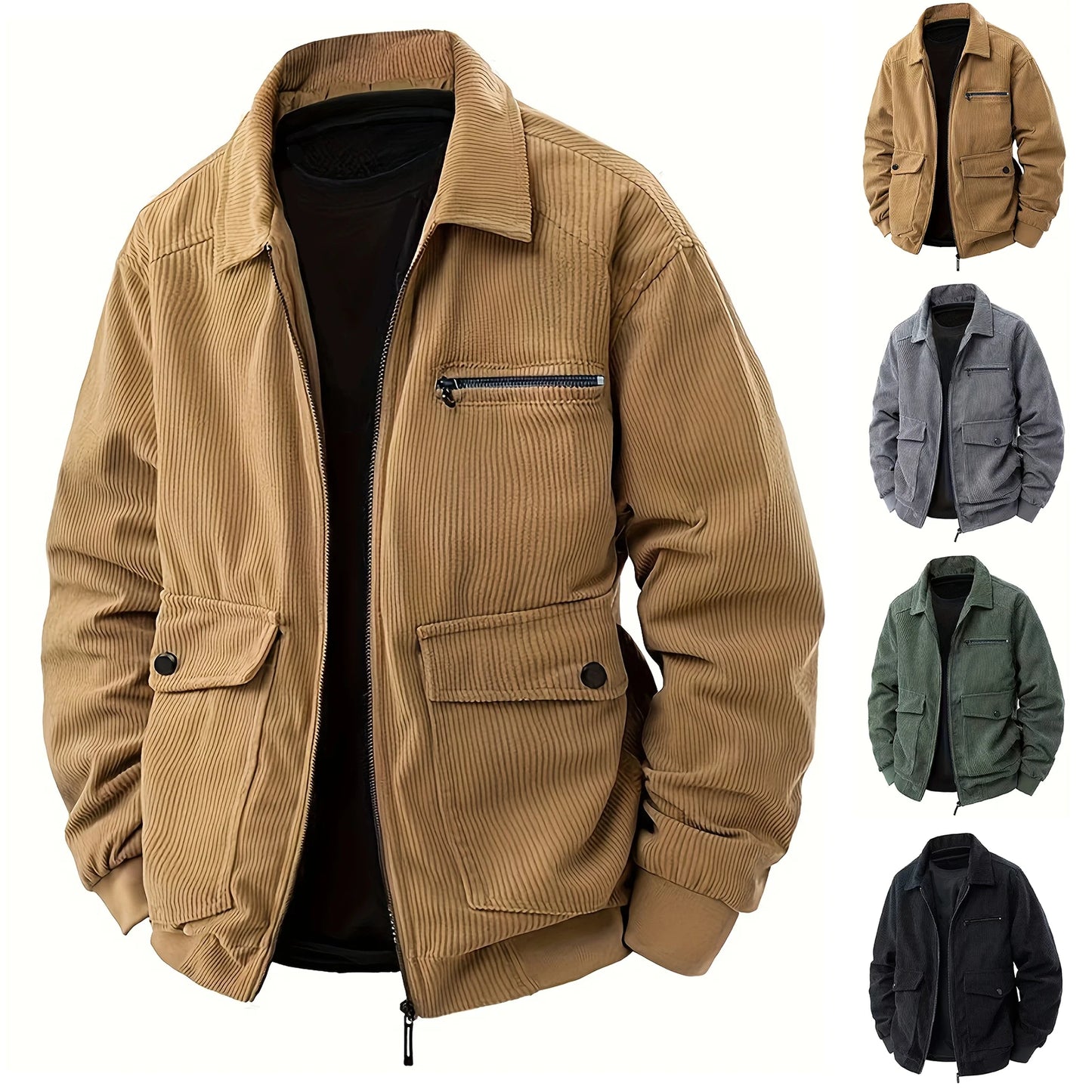 New Fashion Men Autumn Corduroy Casual Jackets Good Quality Man Multi-pockets Cargo Jackets Male Loose Tooling Jackets Clothing