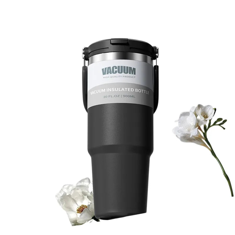 Car Thermal Mug Large Capacity 900/1200ml Stainless Steel Vacuum Thermos Cup Handheld Sport Water Bottle Hot and Cold Drinks