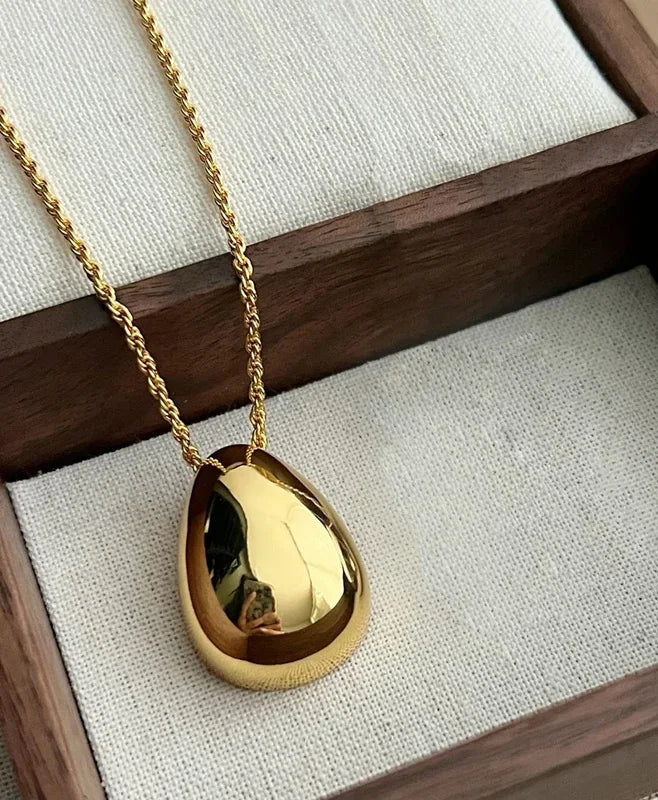 Modern Jewelry Simple Delicate Design Smooth Metal Teardrop Pendant Necklace For Women Female Party Gift Dropshipping