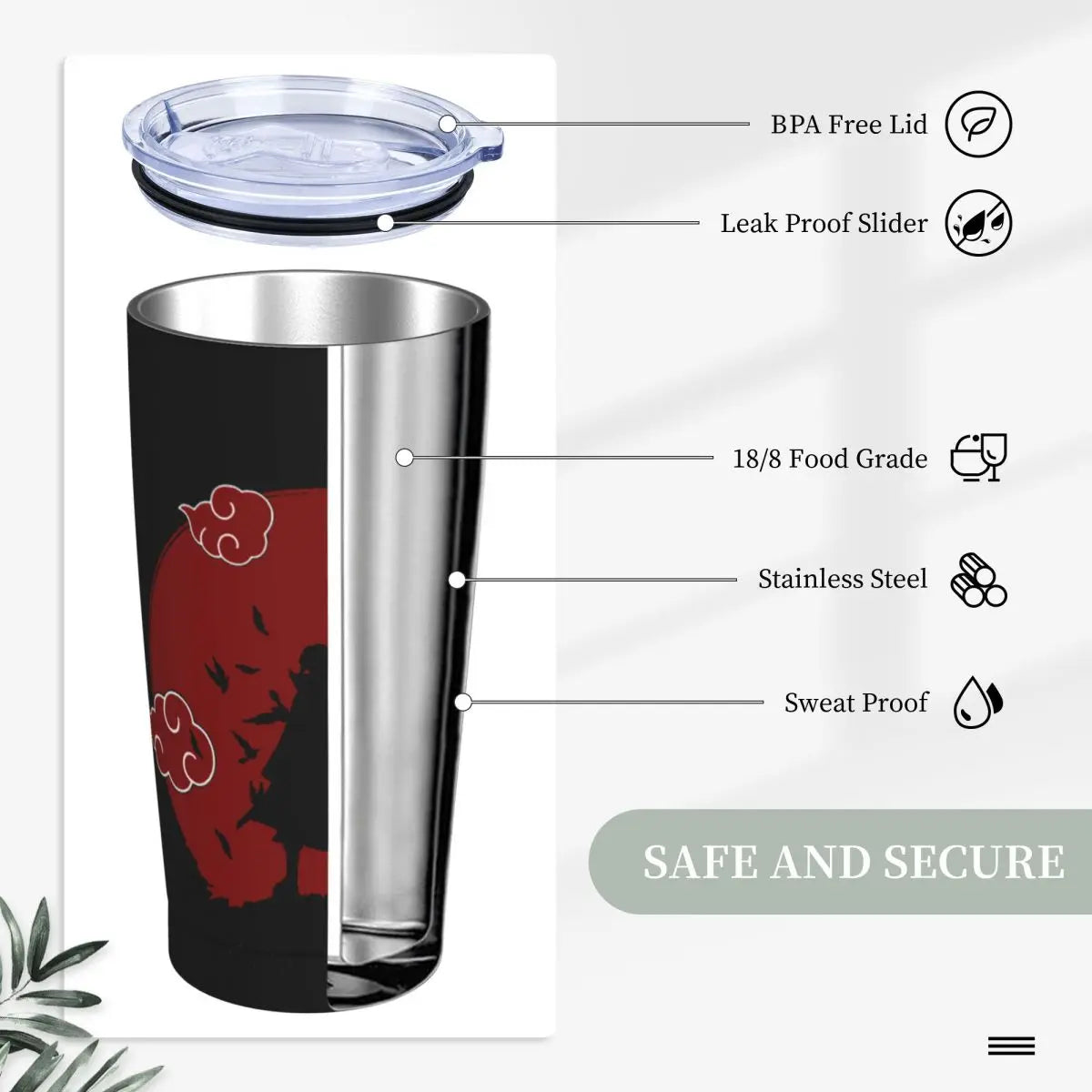 Japan Anime Insulated Tumbler with Straws and Lid Clouds Stainless Steel Thermal Cup 20 Oz Smoothie Tea Mugs Cup Holder Friendly