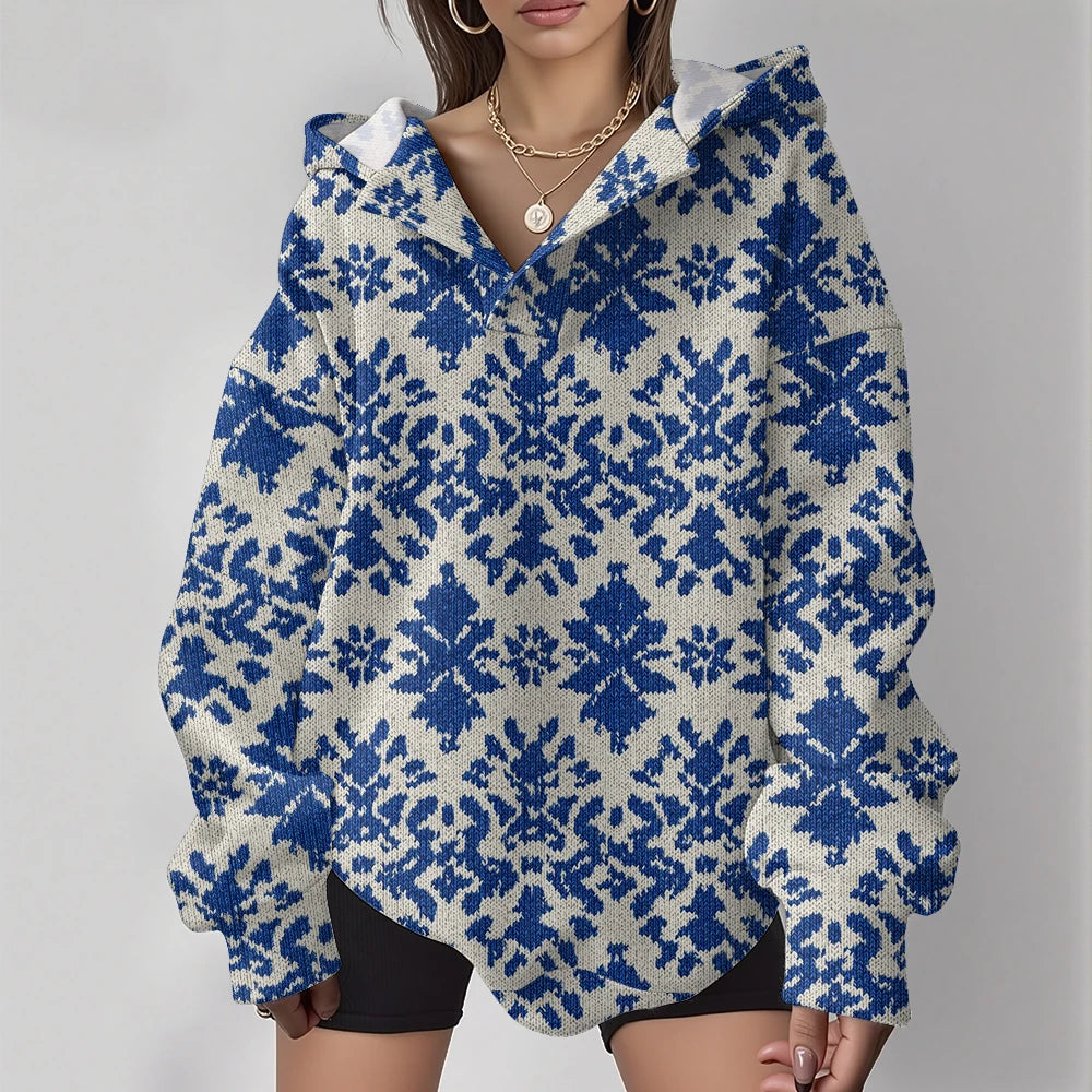 Women's Fashion Y2k Oversized Hoodies Couple Punk Streetwear Casual Loose Sweatshirt Unisex Elegent Totem Print Winter Clothes