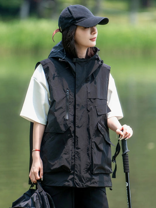 Outdoor Workwear Vest Summer Thin Breathable Men's And Women's Multi-ket Mountain Climbing Outerwear Functional Wind oulder