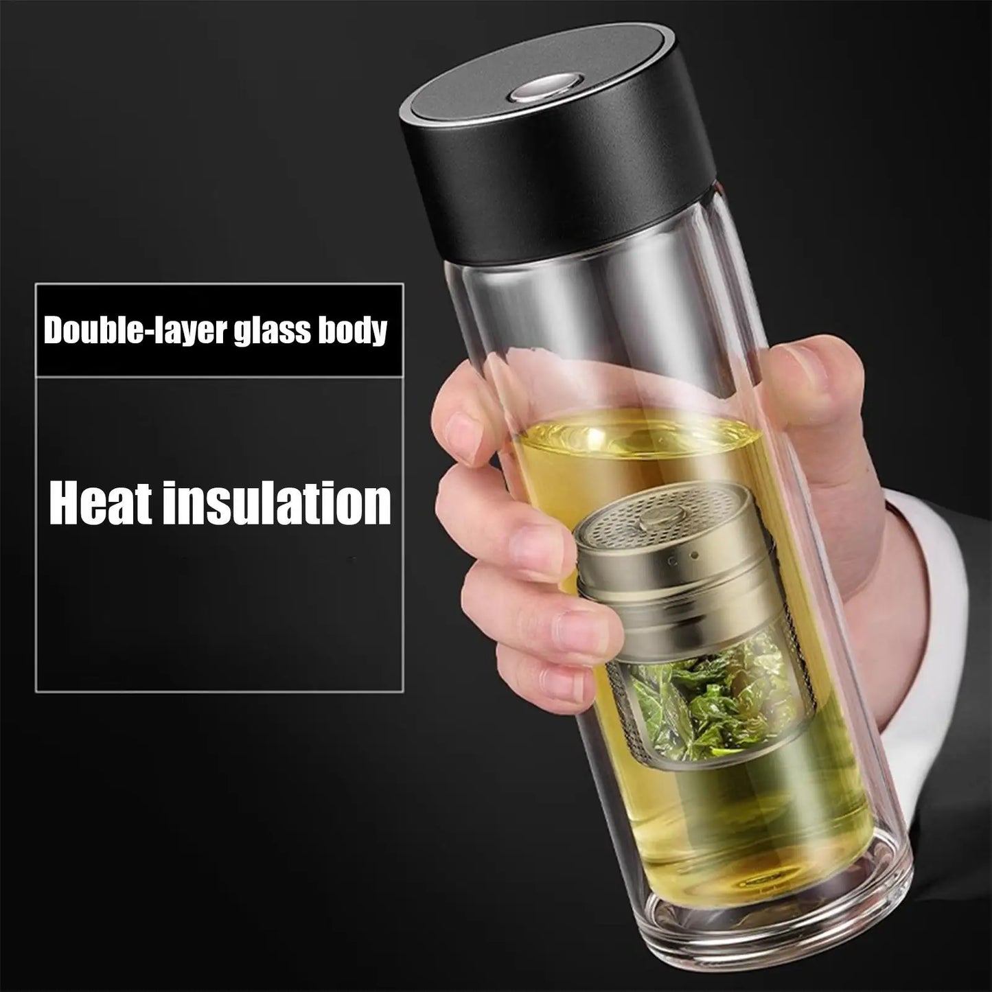 Tea Infuser Tumbler Travel Tea Infuser 400ml High Temperature Resistant Drinkware with Magnetic Lid Double-Layer Water Cup
