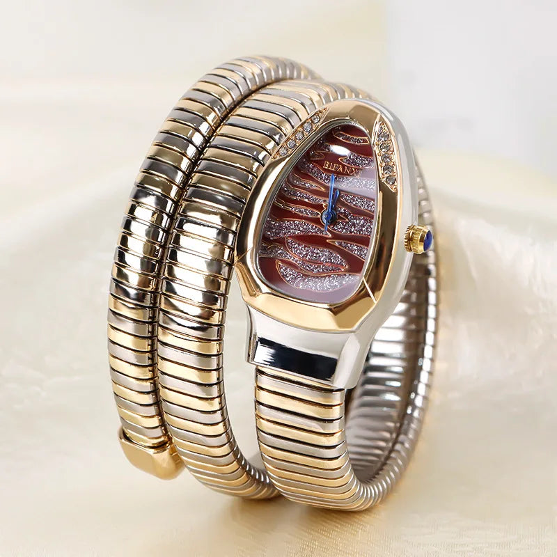 New Top Women's Watches Snake Shape Creative Design Pattern Dial Women's Watches Quartz Ladies Watch Fashion Unique Wristwatch