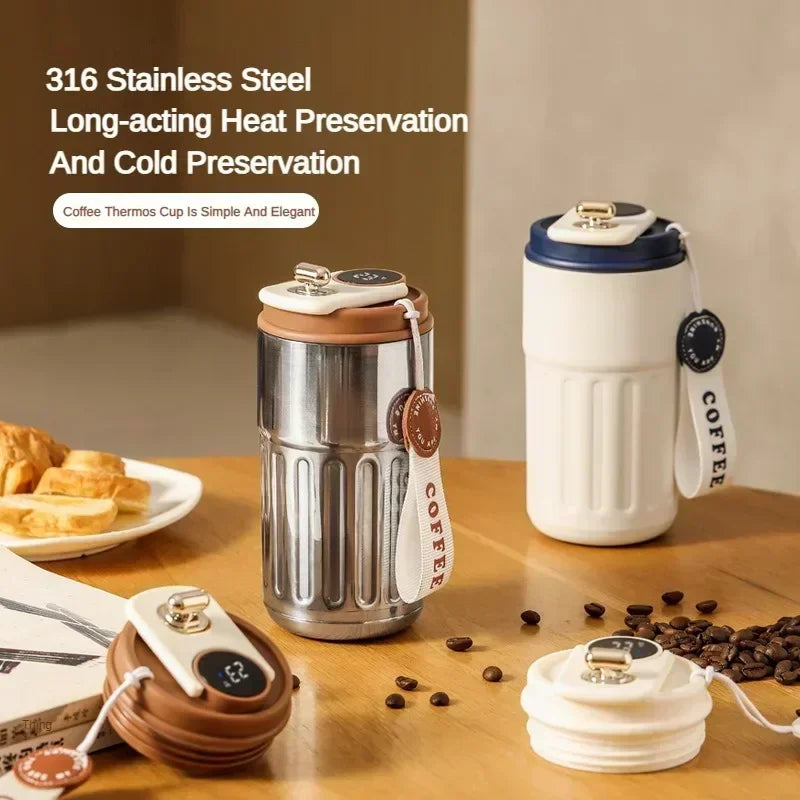 Smart Travel Coffee Mug 450ML High-Quality Stainless Steel Portable Design Vacuum Insulated Work School Camping Trip Beverage