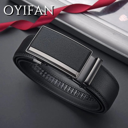 Leather Men's Belts Fashion Brand Luxury Casual Belt Man Black Automatic Buckle Belt for Men Business 110-140cm