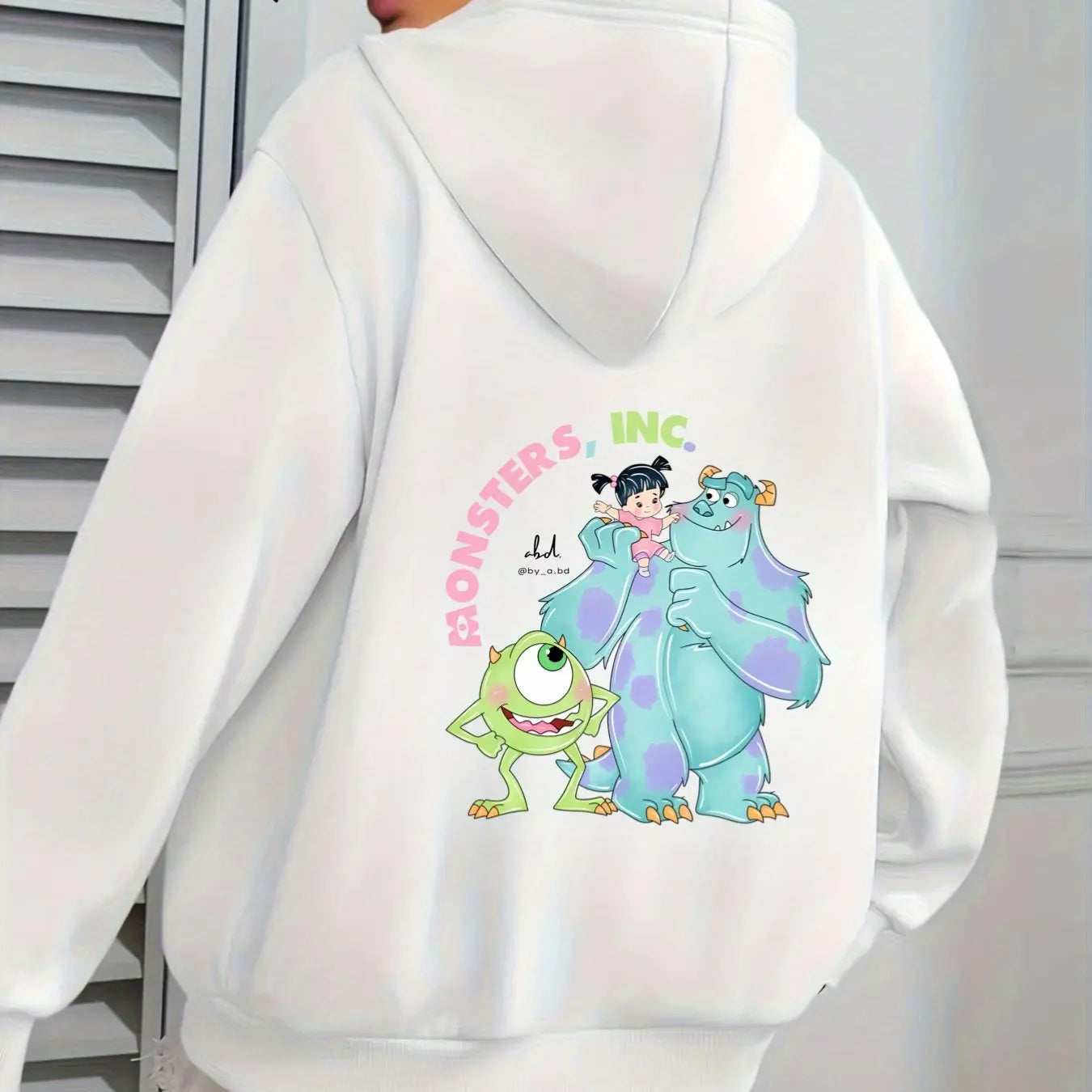 Official Women's Hoodies - Monsters Inc. Inspiring Sweatshirts, Beige Hooded Pullover for Women and Teens Printed Hooded Sweater