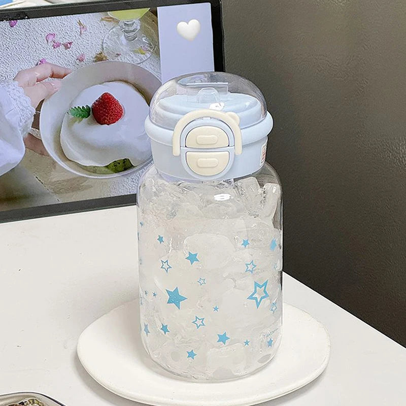 Cute Water Bottle With Straw Portable Plastic Cover Water Cup For Kid Kawaii Bottle Water Leak-Proof Cute Drinking Bottle