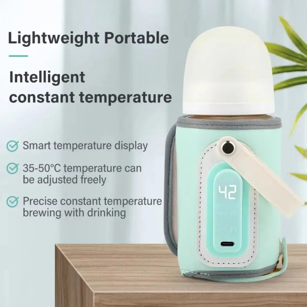 LED Display Portable Baby Bottle Warmer Smart Temperature Control Temperature Adjust Milk Bottle Insulation Sleeve Fast Heating