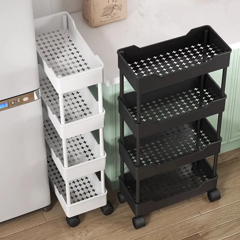 Gap storage rack, floor-standing multi-layer kitchen, narrow gap bathroom, snack cart, side storage rack for refrigerator