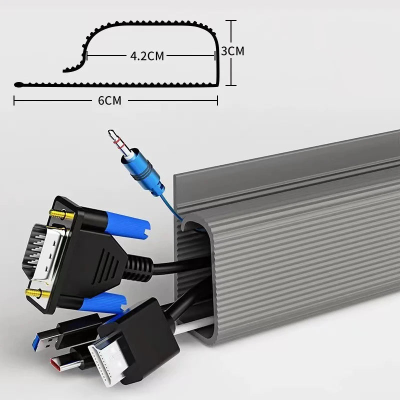 Channel Desk Cable Organizer Cable Management Accessories White Cable Protecter No Drilling Under Desk Management Tray