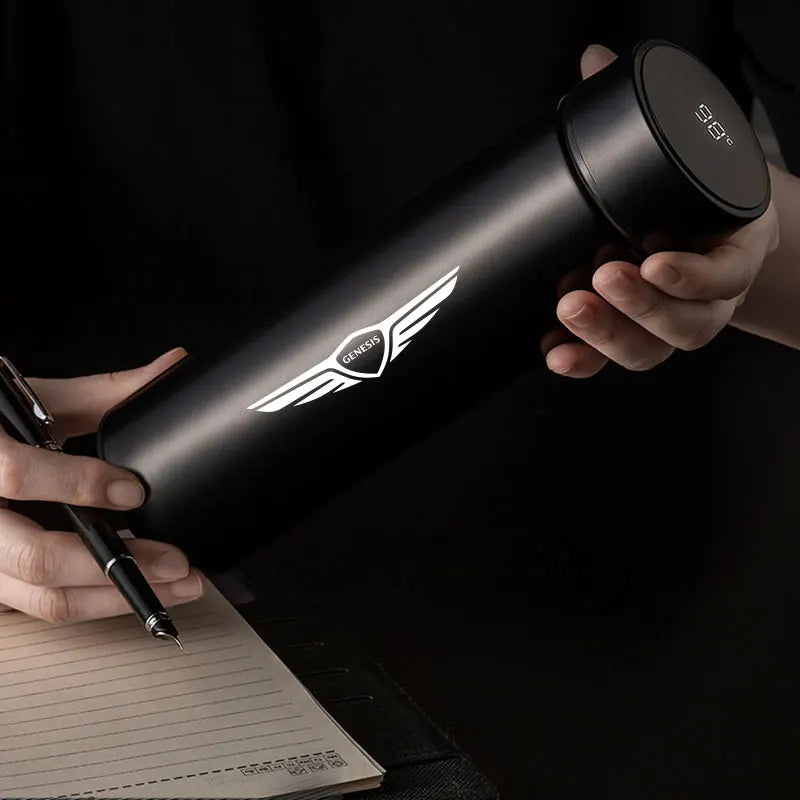500Ml Thermos Bottle Smart Cup Digital with Temperature Display Genesis Car 304 Stainless Steel Thermos Bottle Long-lasting Heat