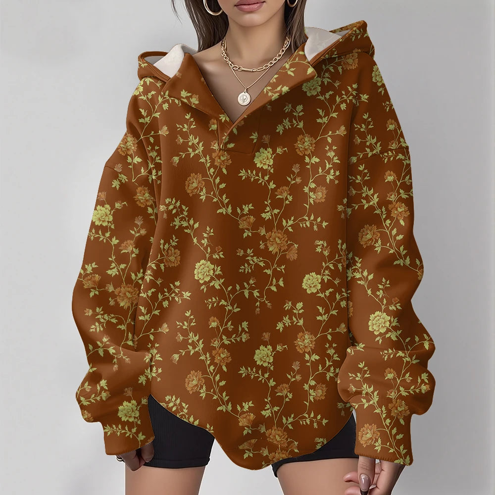 Women's Fashion Y2k Oversized Hoodies Couple Punk Streetwear Casual Loose Sweatshirt Unisex Elegent Totem Print Winter Clothes