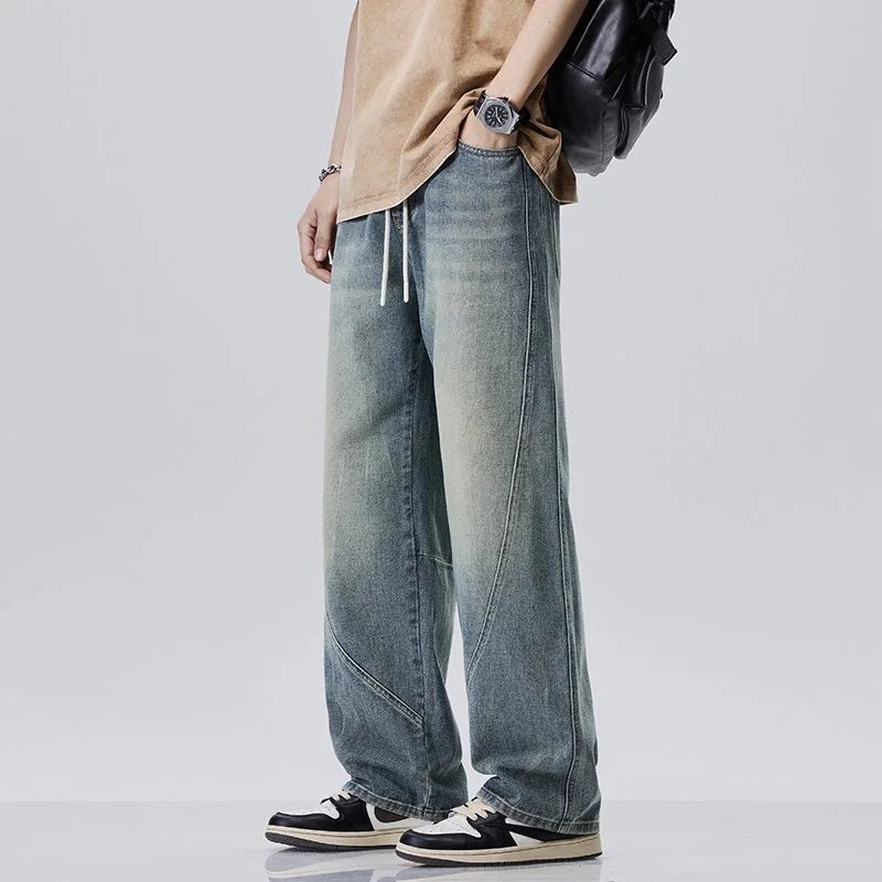 Men's Jeans American Loose Wide-leg Loose Straight Casual Trousers Street Hip-hop Baggy Jeans Blue Streetwear Men