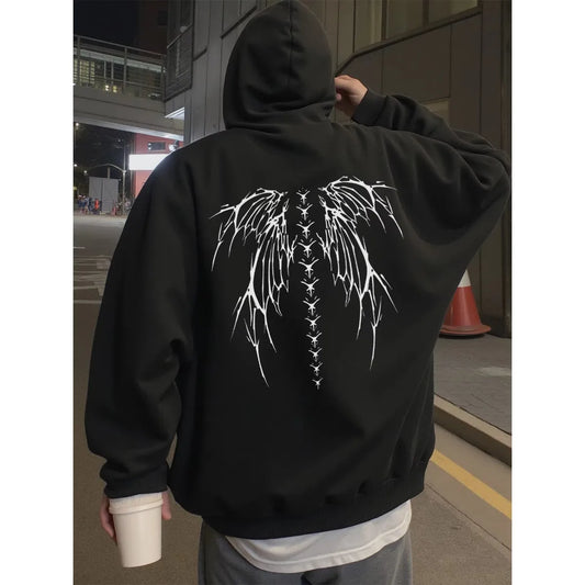 Men's Hoodies Street Retro Trendy Personalized Pattern Hoodies Spring, Autumn, and Winter Men's Sportswear