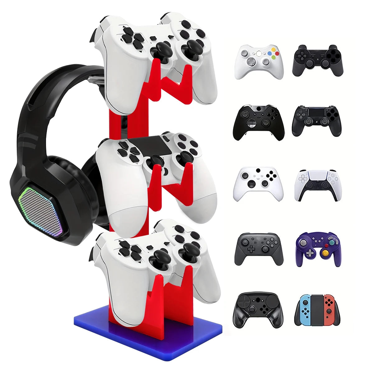 Universal 3-layer Controller Holder and Headphone Holder Game Accessories For PS5 PS4 Storage Holder Black, White, Transparent
