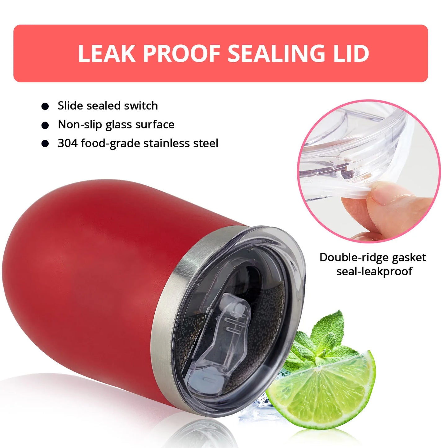 Stainless Steel Wine Tumblers, 12Oz Insulated Wine Tumbler, Stainless Steel Stemless Wine Cups with Lids for Coffee, Wine