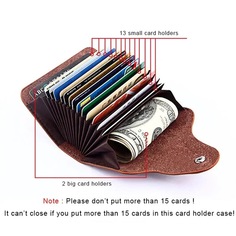 Business Card Holders Wallets Men Women Leather Bank Card Holder Case Money Clips Big Capacity Card Case Minimalist Wallet Purse
