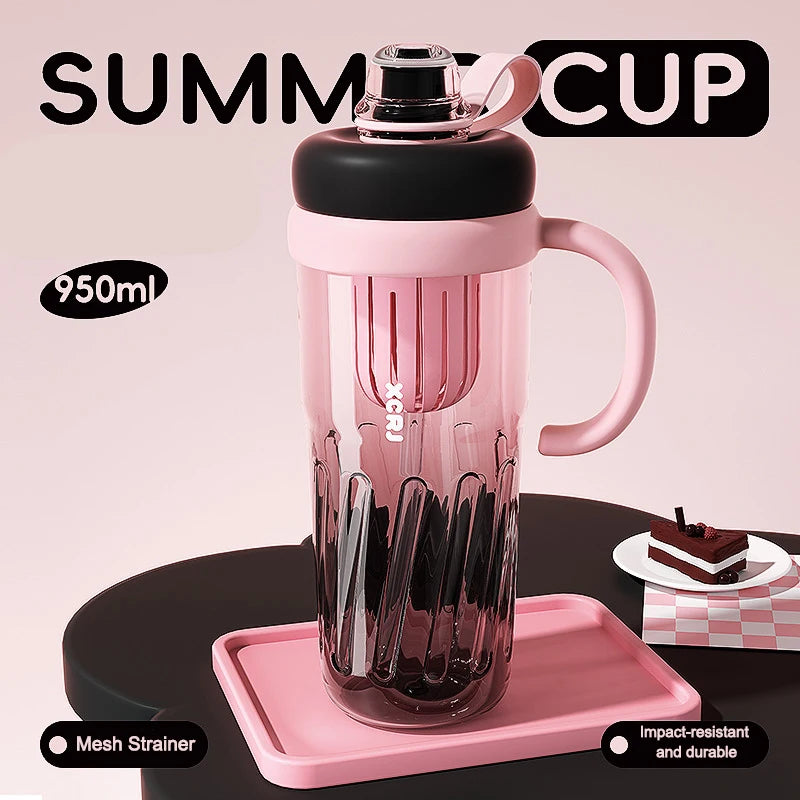 1 Pc Large Capacity Water Bottle - Multiple Styles, Straw Water Bottle for Students, Stylish, Portable for Outdoors, H