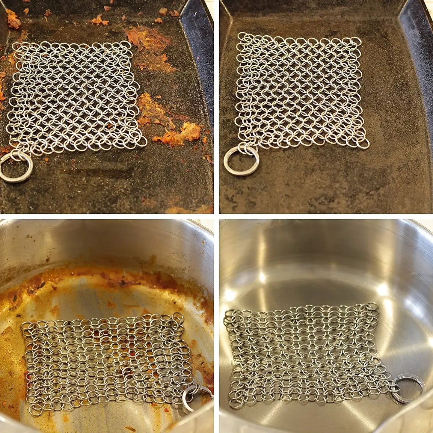 1PC Kitchen Cleaning Ring Stainless Steel Cleaner Chainmail Scrubber Accessories Reusable Washing Net Cleaning Tool for Home
