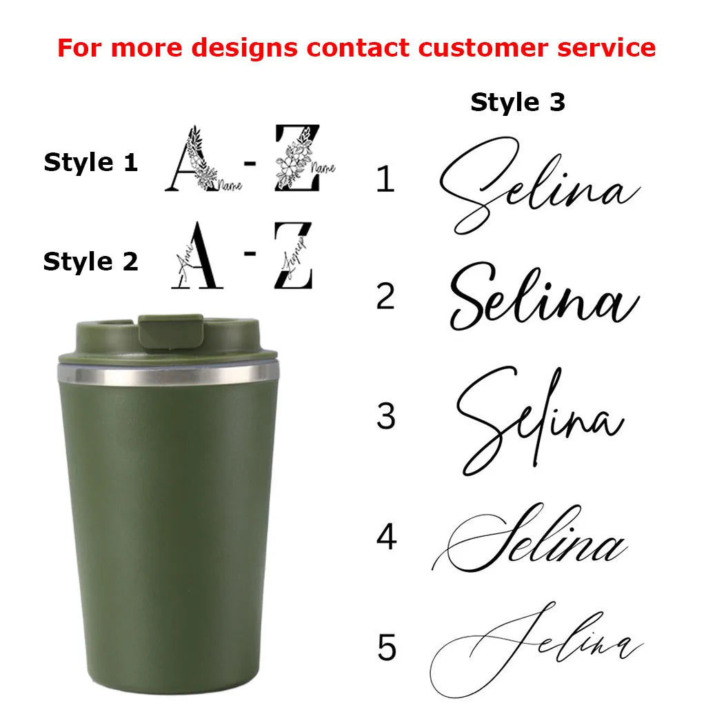 Personalized Name Thermos Mug Custom Engraved Double Wall Stainless Steel Travel Cup Vacuum Insulated Tumbler for Coffee Tea
