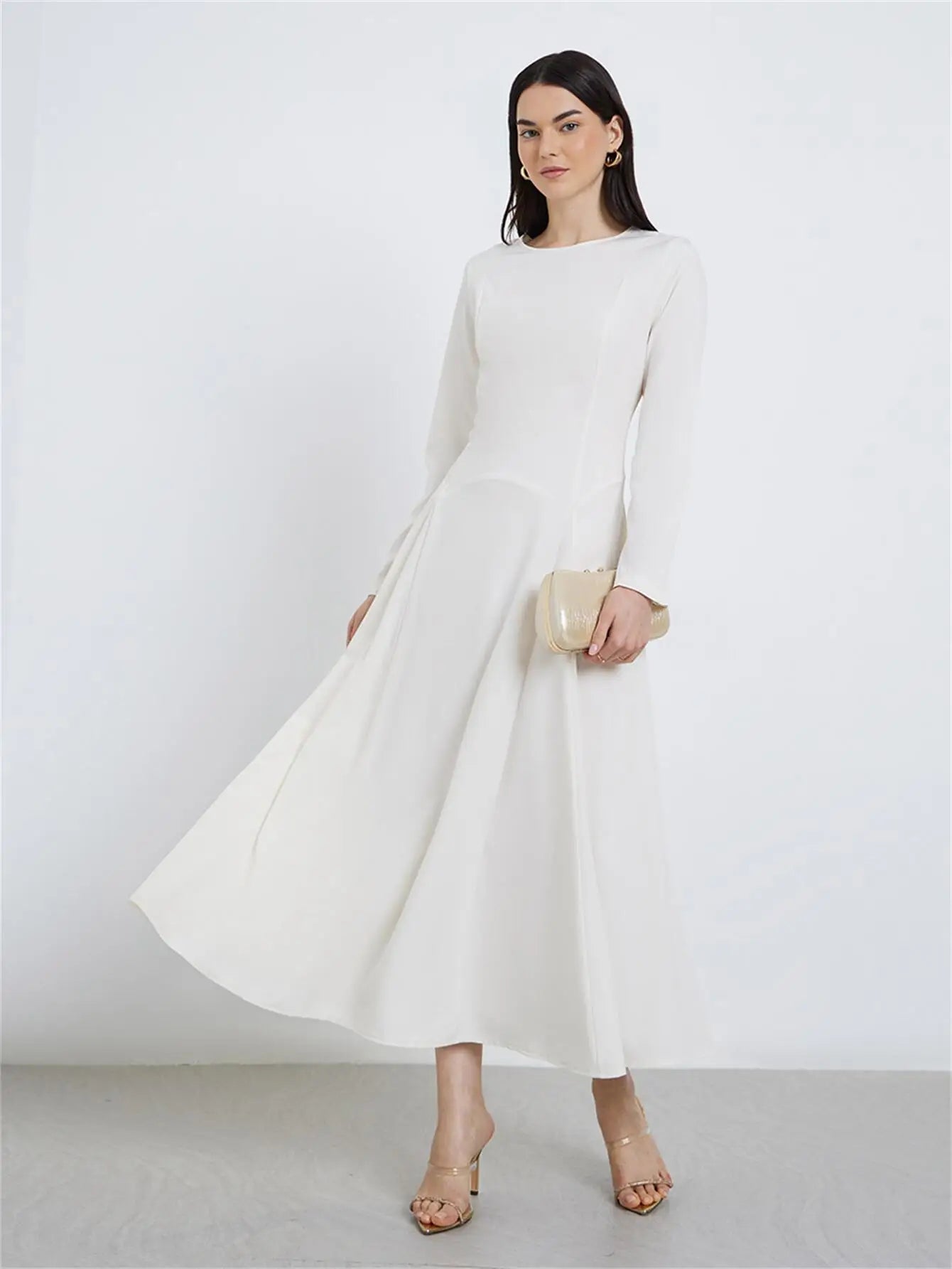 Muslim Dresses Full Sleeve Casual Long Dress Women Maxi Dresses Elegant Evening Dress Middle Eastern Abayas Turkey Kaftans