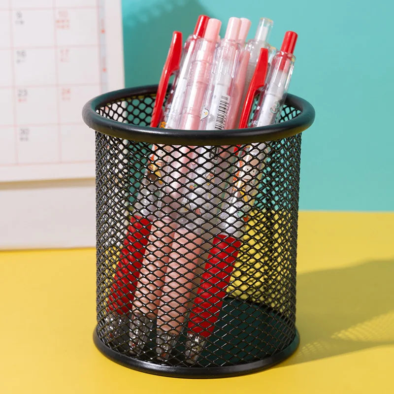 Home Office Mesh Desk Organizer Supplies Caddy Pencil Holder Baskets For Desktop Accessories Storage Box Iron Storage Buckets