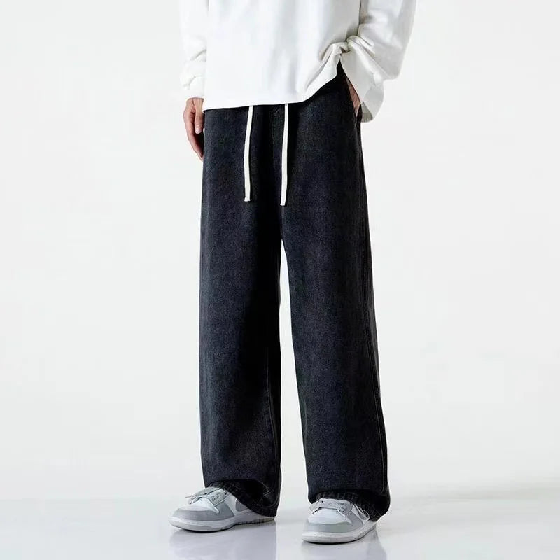 Men's Jeans American Loose Wide-leg Loose Straight Casual Trousers Street Hip-hop Baggy Jeans Black Grey Blue Streetwear Men