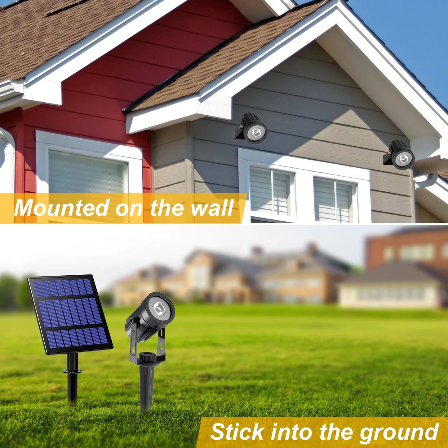 Solar Powered Outdoor Courtyard Lights, Outdoor LED Landscape Courtyard RGB Adjustable Color Ground Mounted Lawn Spotlights