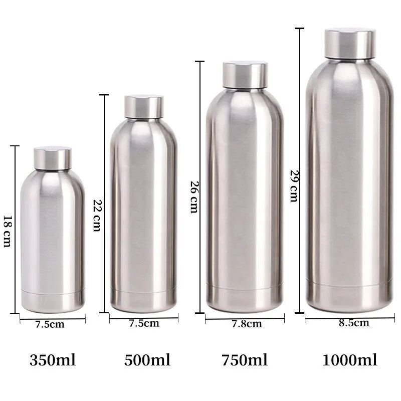 Stainless Steel Water Bottle 1 Liter Free Shipping Items, Drink Bottle for Sport Travel Cups,  500 750 1000ml Water Bottles