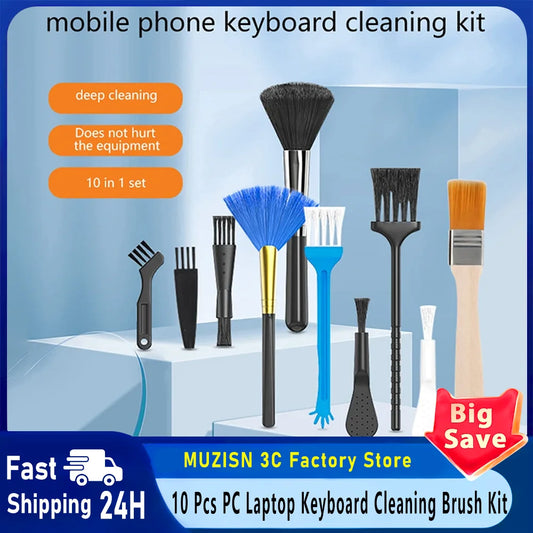 10 Pcs PC Laptop Keyboard Cleaning Brush Kit Small Tools Car Phone Dust Brushes Dust Cleaner Shaver Household Accessories