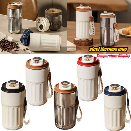 Smart Travel Coffee Mug 450ML High-Quality Stainless Steel Portable Design Vacuum Insulated Work School Camping Trip Beverage