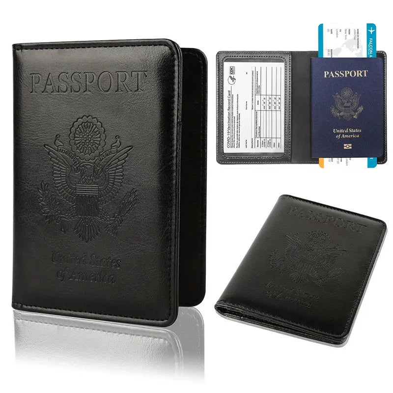 Passport Holder Cover Wallet Travel Essentials RFID Blocking Leather Card Case International Travel Must Haves Travel Accessorie