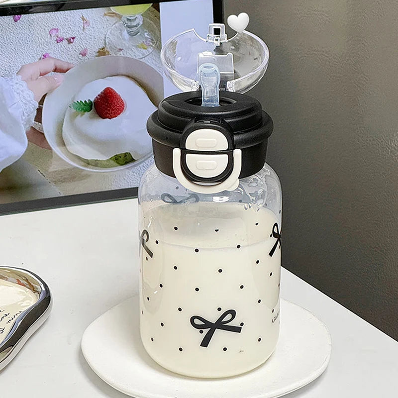 Cute Water Bottle With Straw Portable Plastic Cover Water Cup For Kid Kawaii Bottle Water Leak-Proof Cute Drinking Bottle